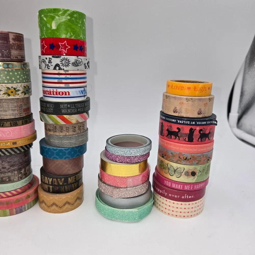 Huge Washi Tape Lot Over 90 Rolls Floral Glitter Geometric Craft Scrapbook Decor